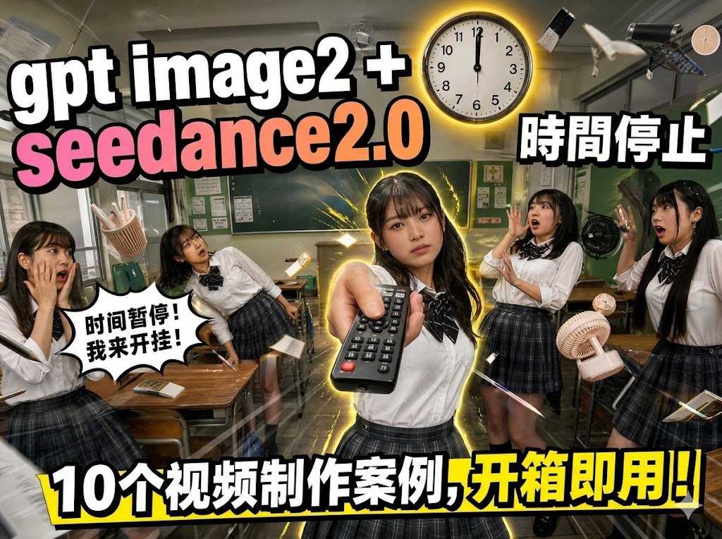 AI 视频全能手册！GPT image2 + Seedance 2.0实测：从商业广告到电影大片，10 大场景全流程展示，用AI 制作“时间凝固”与“名人出场”